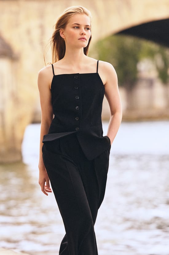 Sleeveless Button-Up Cardigan;${refinementColor}