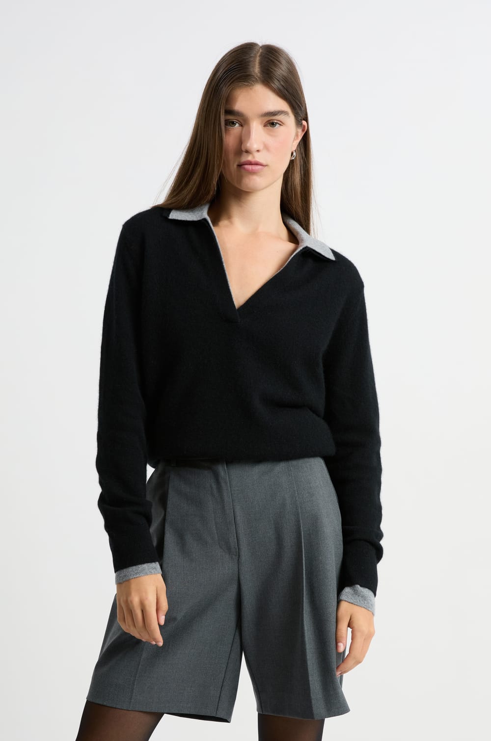 Cashmere polo neck sweater;${refinementColor}