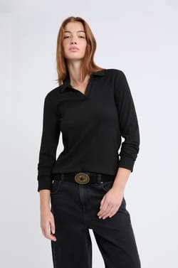 T-shirt manches longues col V;${refinementColor}