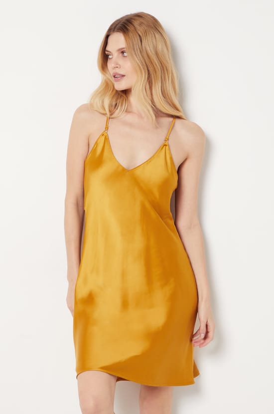 Cut-out Satin Nightdress;${refinementColor}