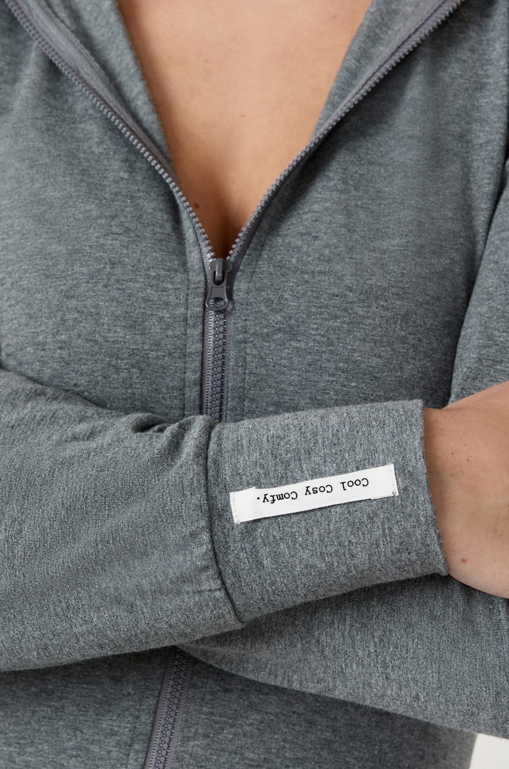 Zip-up Hooded Cotton Sweatshirt;${refinementColor}