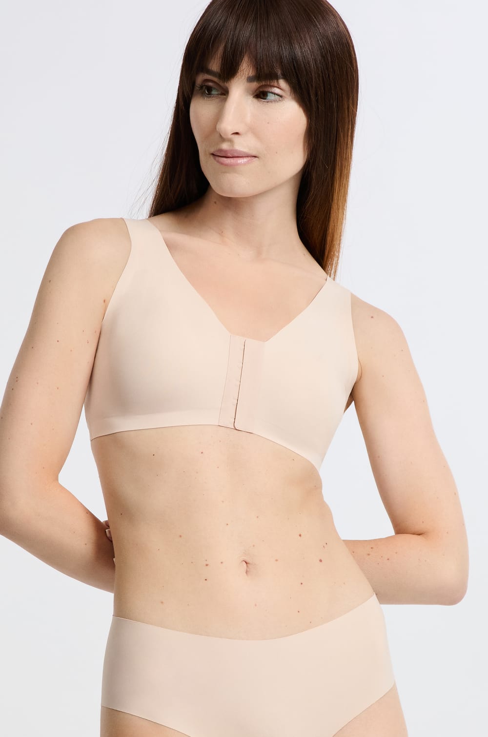 Wireless post-mastectomy bralette with front opening;${refinementColor}