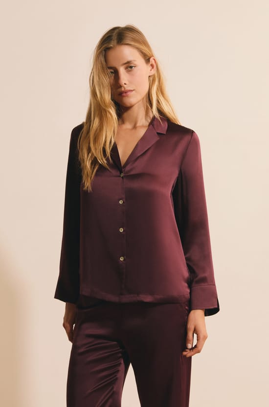 Chemise de pyjama en soie;${refinementColor}