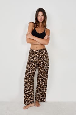 Leopard print pyjama trousers;${refinementColor}