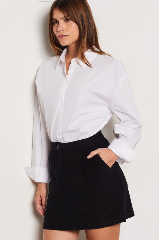 Short ribbed skirt;${refinementColor}