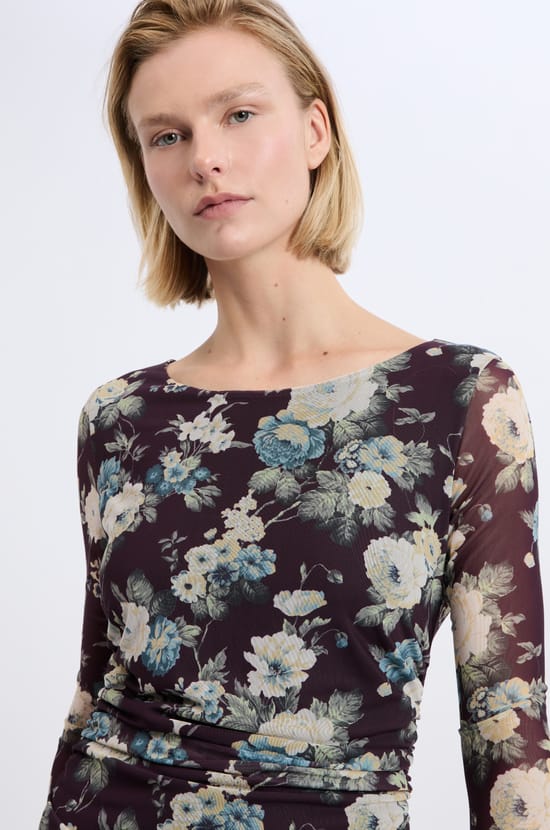 Long Floral Print Dress;${refinementColor}