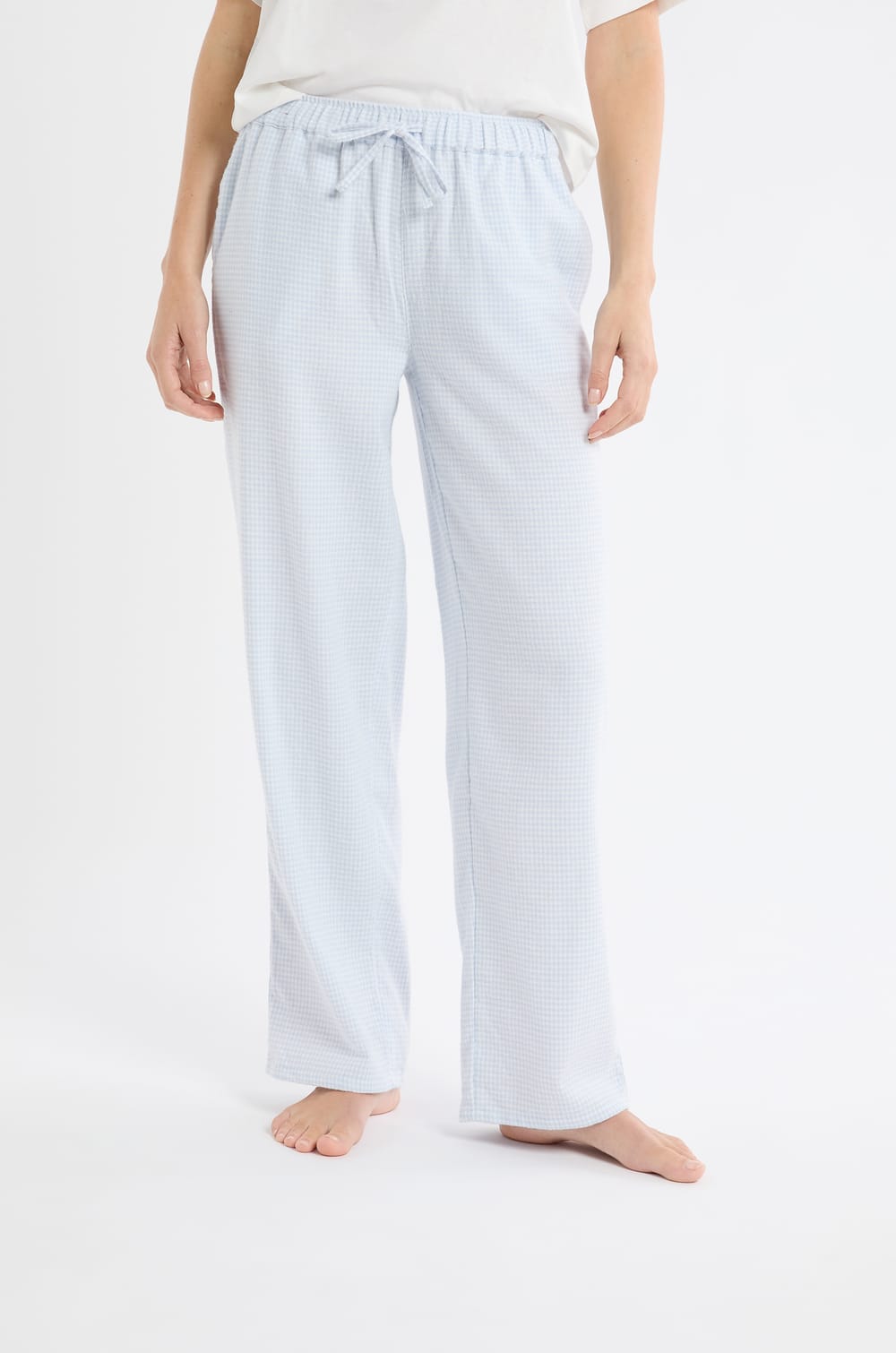 Checkered Cotton Pyjama Trousers;${refinementColor}