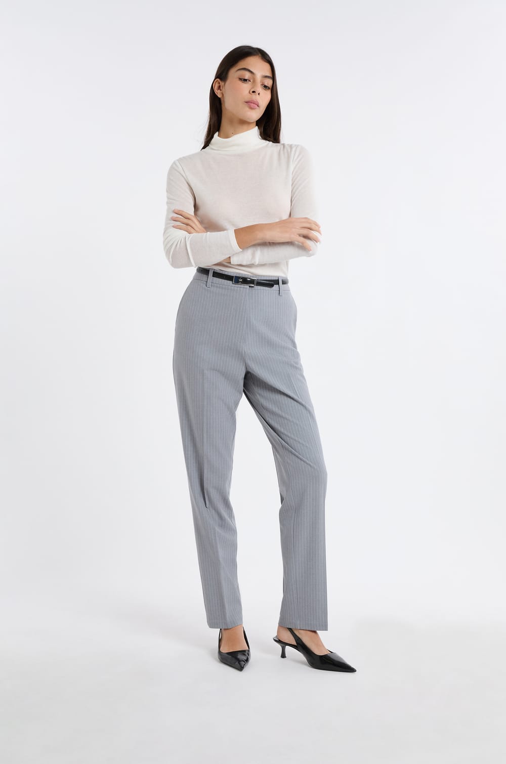 Pantalon habill&eacute; &agrave; rayures;${refinementColor}