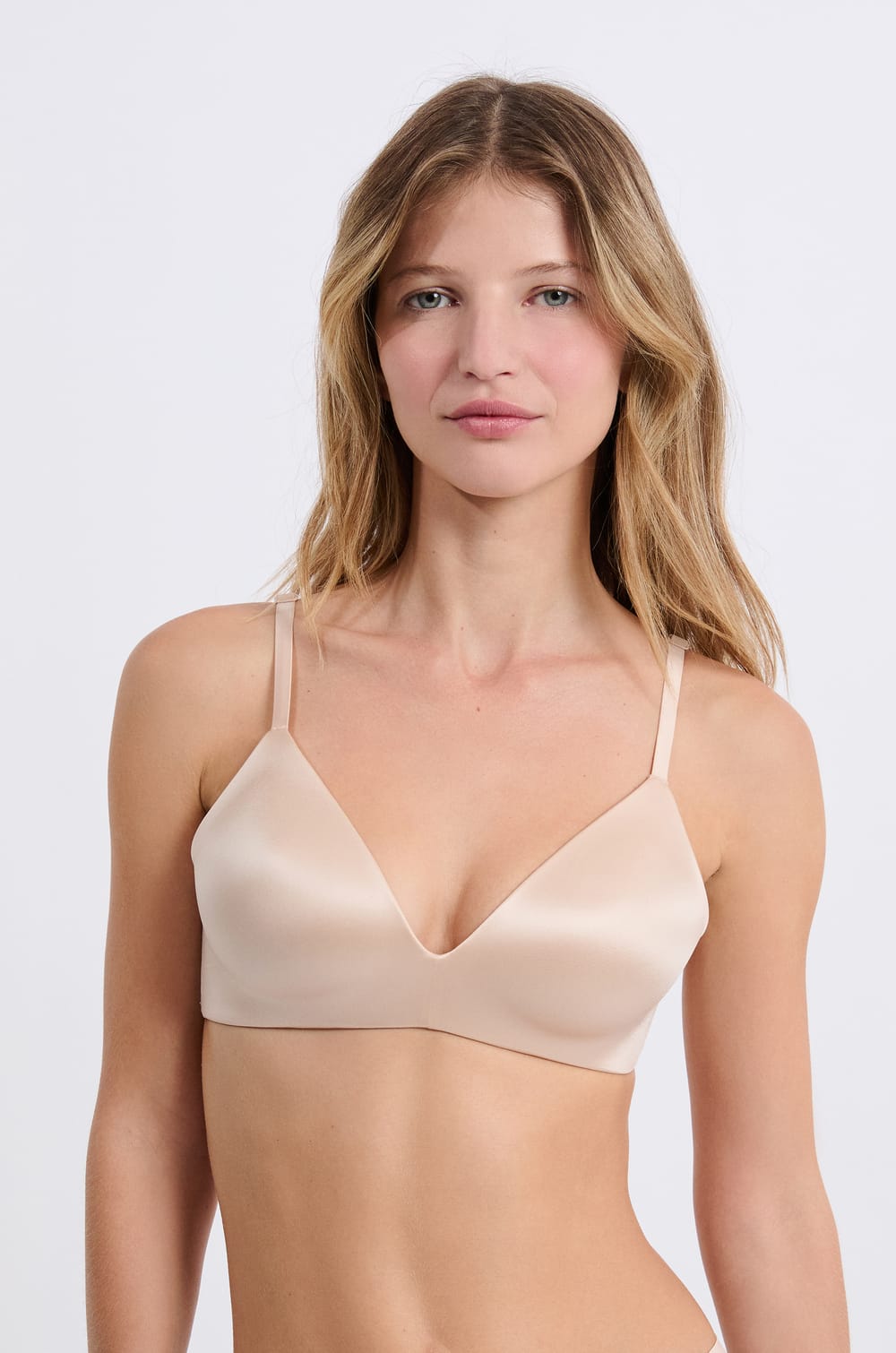 Soutien-gorge triangle sans armatures effet brillant;${refinementColor}