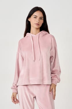 Sweatshirt à capuche effet velours;${refinementColor}