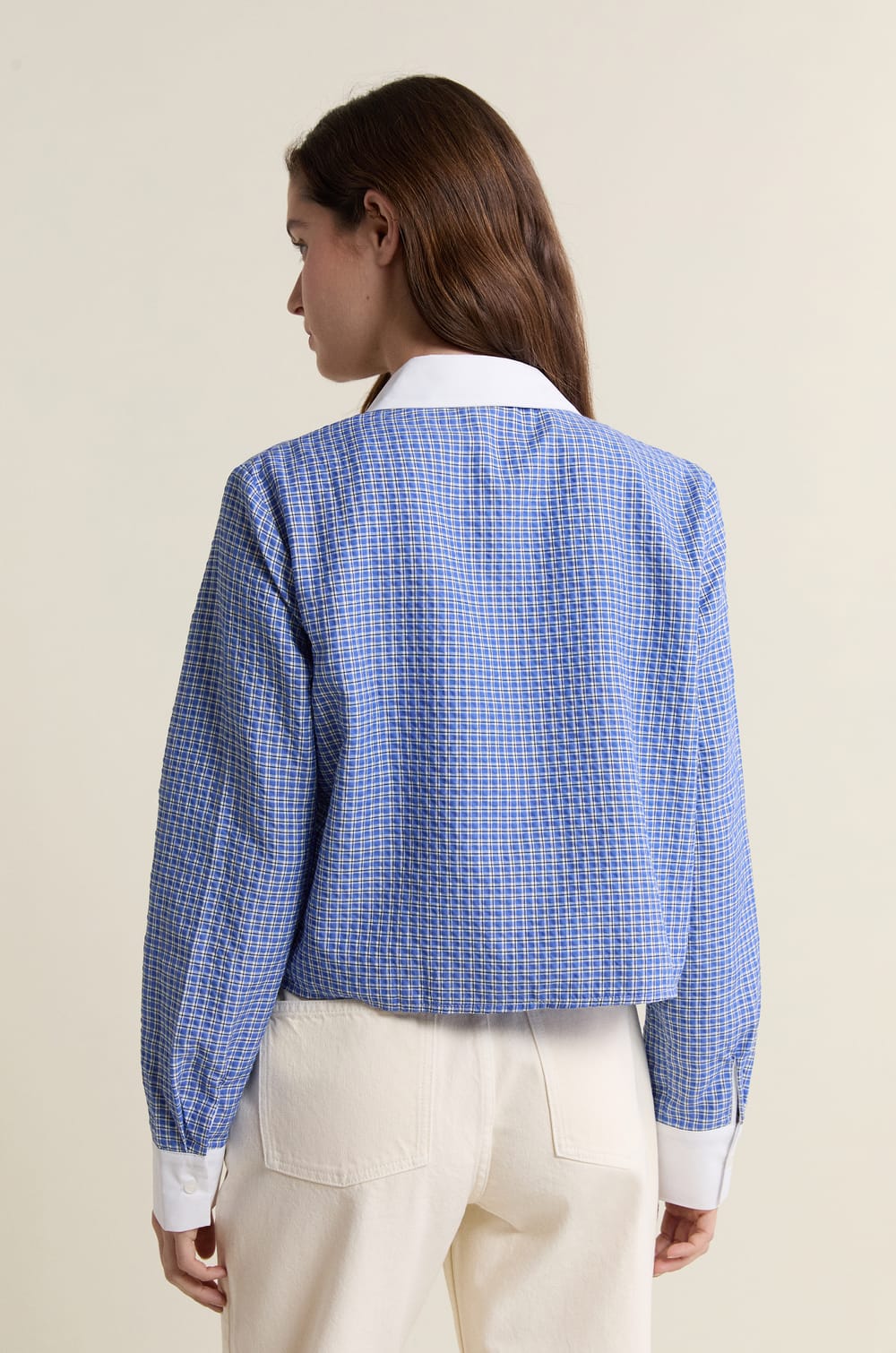 Chemise courte &agrave; carreaux avec coton;${refinementColor}