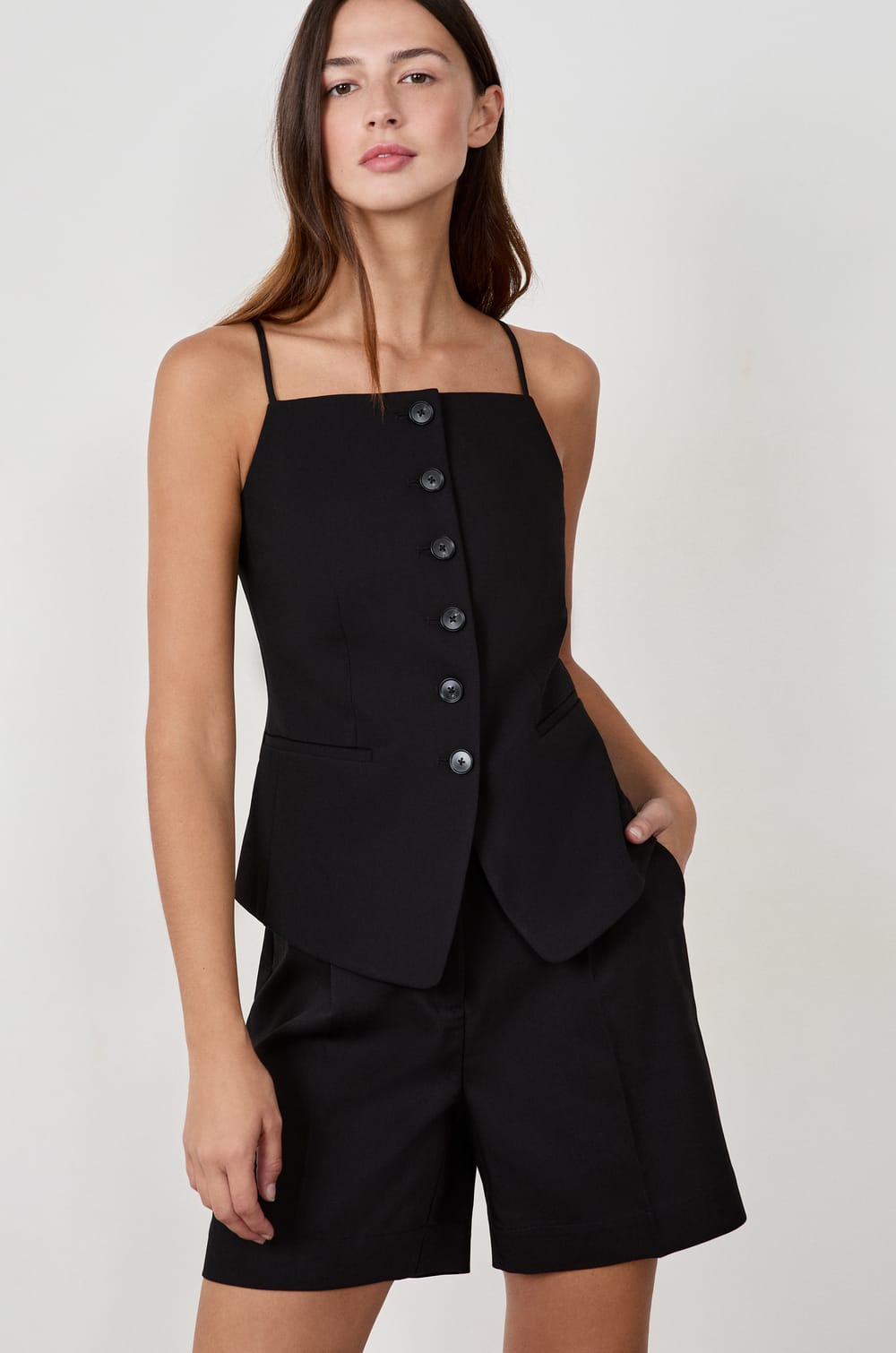 Gilet sans manches à boutons;${refinementColor}