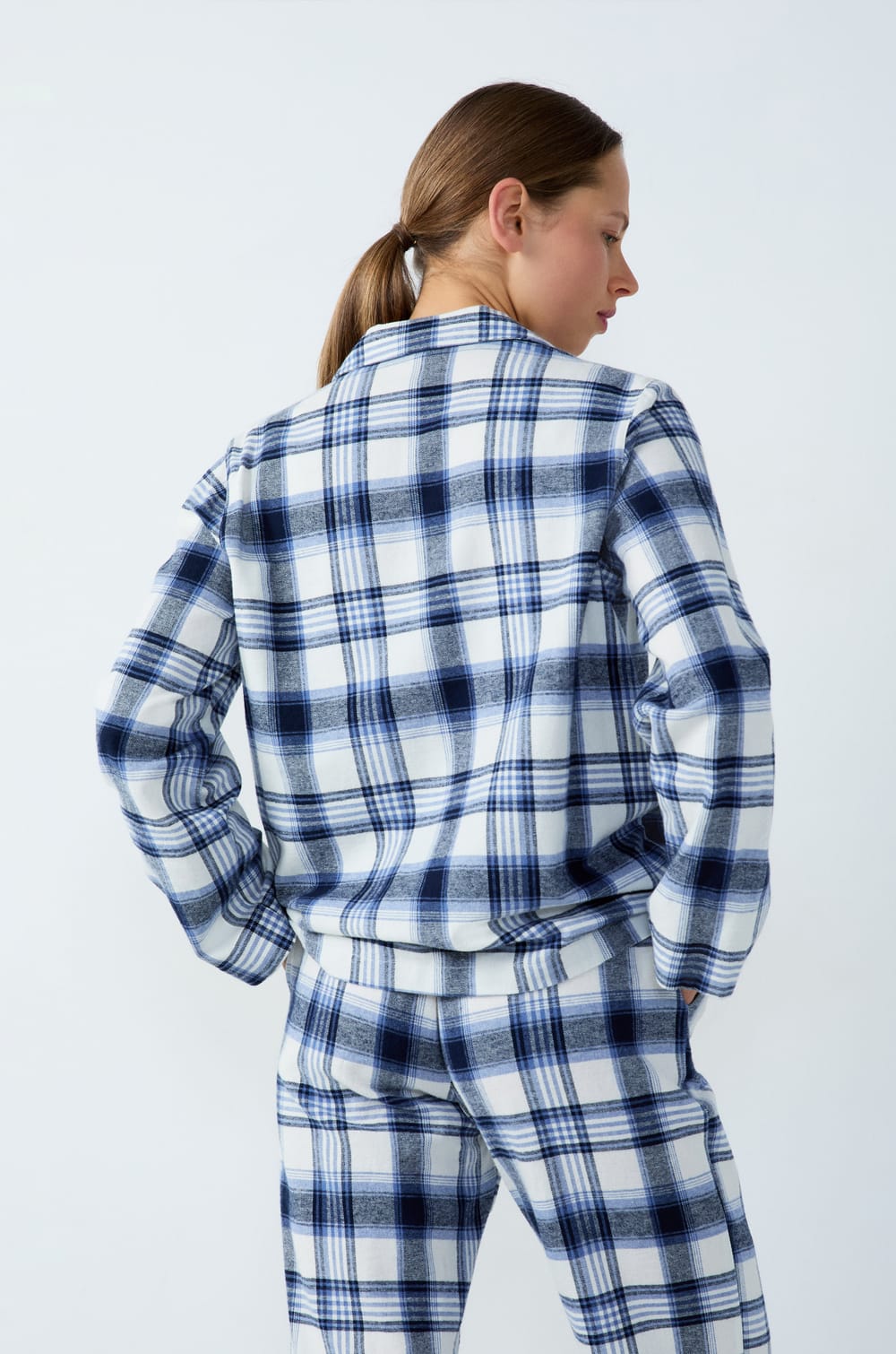 Cotton Checkered Pajama Shirt;${refinementColor}