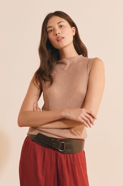 Top sans manches &agrave; col montant;${refinementColor}