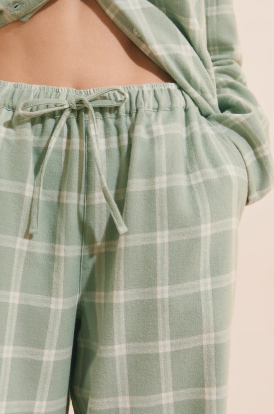 Pantalon de pyjama &agrave; carreaux en coton;${refinementColor}