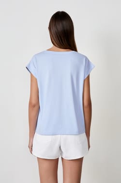 T-shirt col V 100% coton;${refinementColor}
