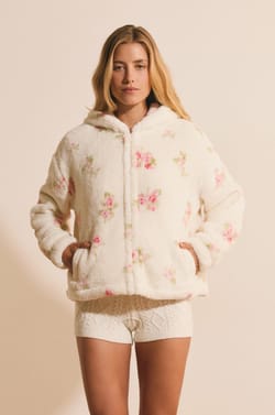 Veste avec capuche &agrave; motif floral;${refinementColor}
