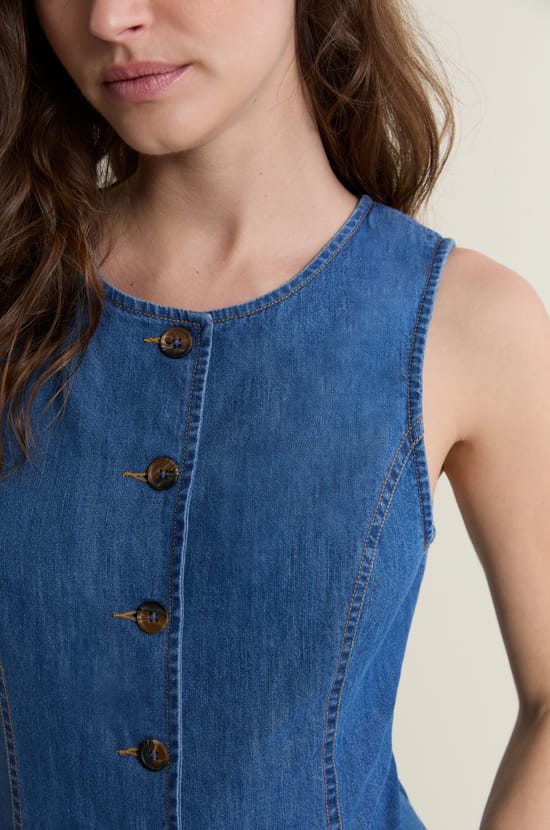 Top en denim;${refinementColor}