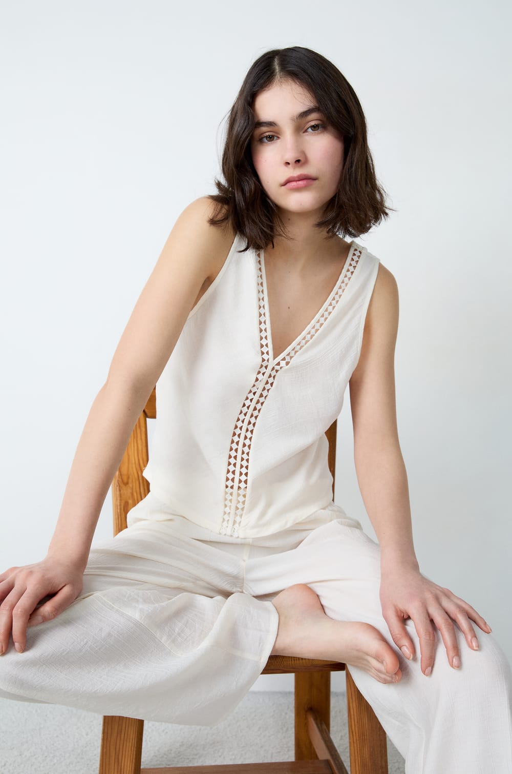 Pyžamový top s ažurovým vzorem;${refinementColor}