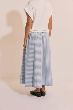 Jupe longue en coton &agrave; rayures;${refinementColor}