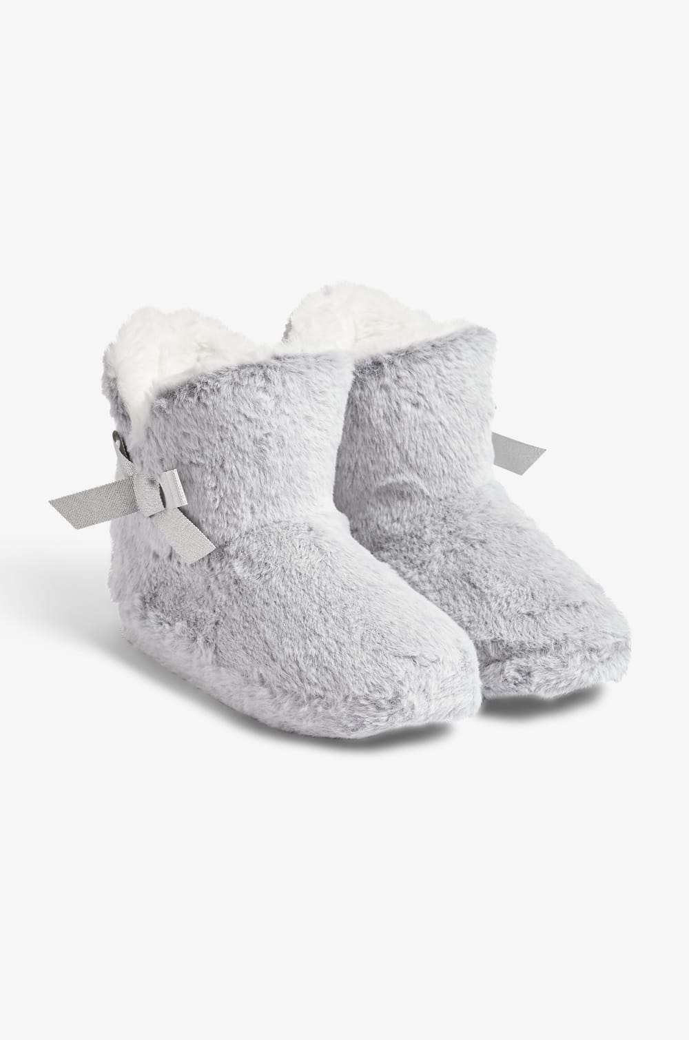 Lined Ankle Boot Slippers with Bow Details;${refinementColor}