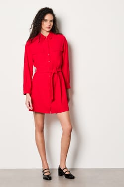 Belted Shirt Dress;${refinementColor}
