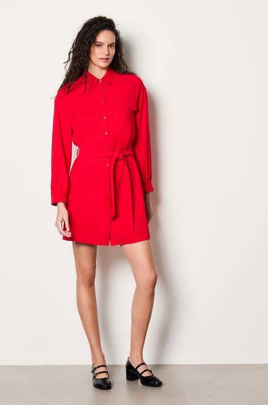 Belted Shirt Dress;${refinementColor}