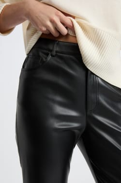 Wide-Leg Faux Leather Trousers;${refinementColor}