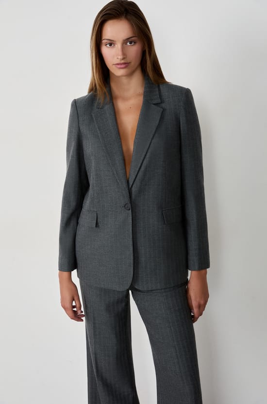 Blazer jacket with buttons;${refinementColor}