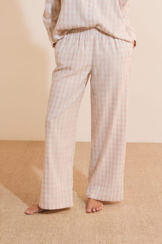 Pantalon de pyjama &agrave; carreaux avec coton;${refinementColor}