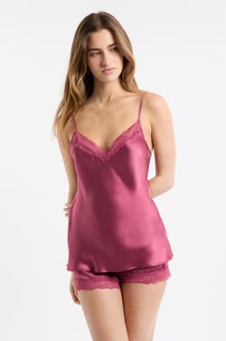 Silk Camisole with Lace Details;${refinementColor}
