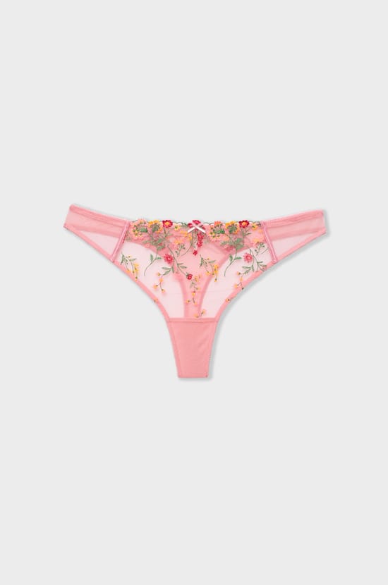 Embroidered Tulle Thong;${refinementColor}