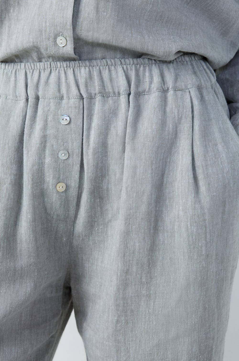 Straight Leg Linen Pyjama Trousers;${refinementColor}