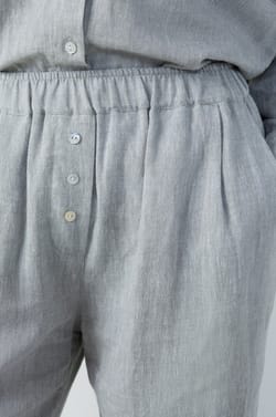 Straight Leg Linen Pyjama Trousers;${refinementColor}