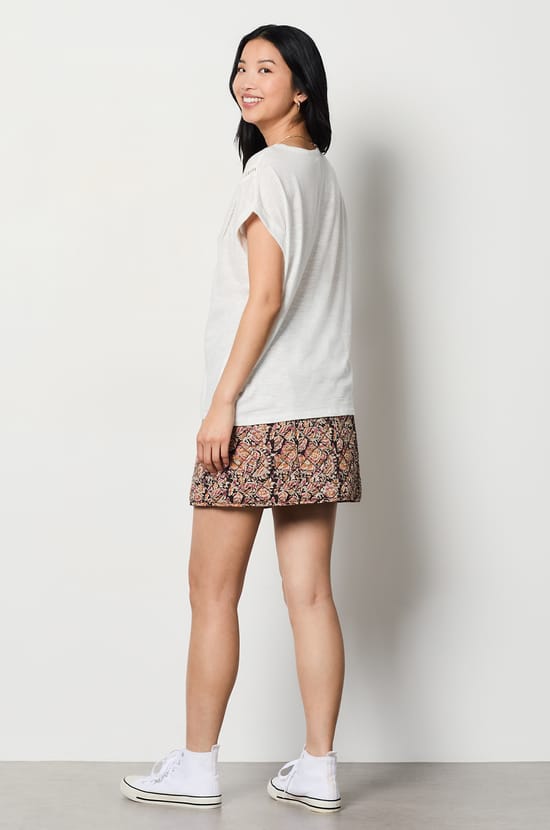 Cotton Short-sleeved Cut-out T-shirt;${refinementColor}