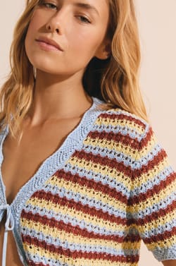 Cardigan manches courtes ouvert sur le devant;${refinementColor}