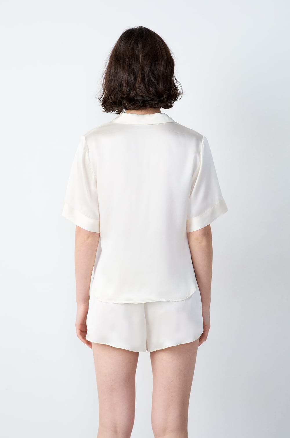 Chemise de pyjama manches courtes en soie;${refinementColor}
