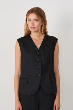 Sleeveless Button-Up Cardigan;${refinementColor}