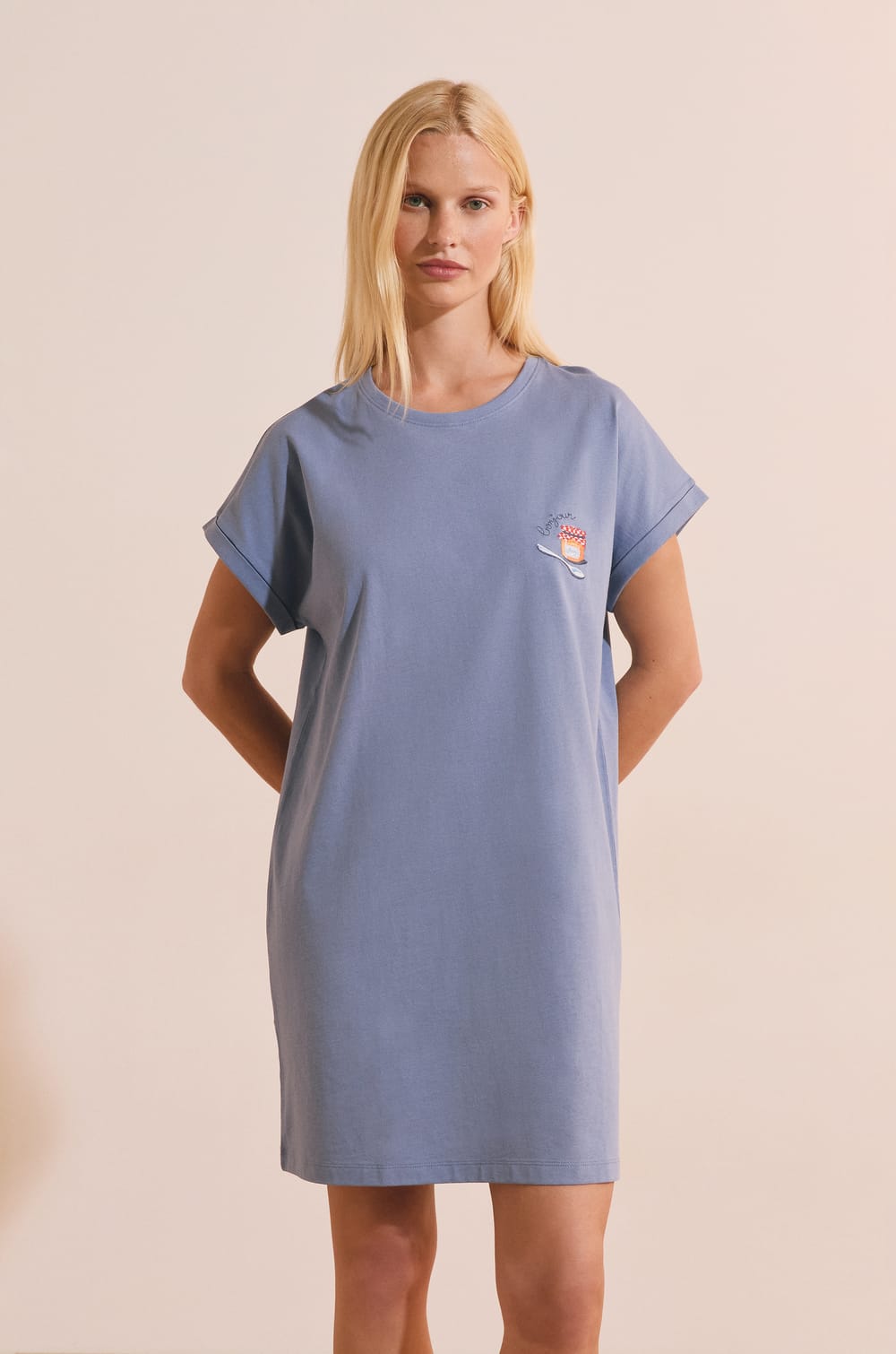 Chemise de nuit en coton avec motif;${refinementColor}