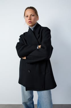 Short Coat with Wool;${refinementColor}