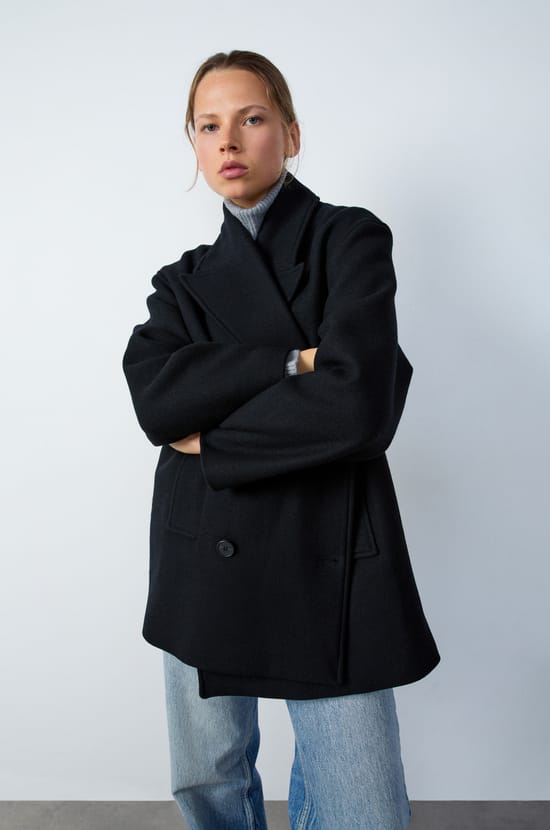 Short Coat with Wool;${refinementColor}