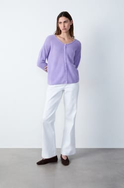 Long-Sleeved Cardigan With Round Neck;${refinementColor}