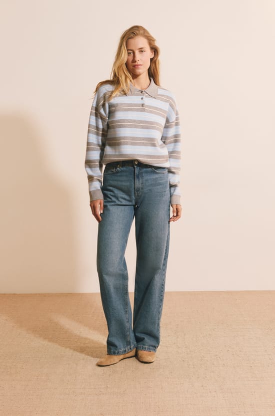 Pull manches longues &agrave; rayures;${refinementColor}