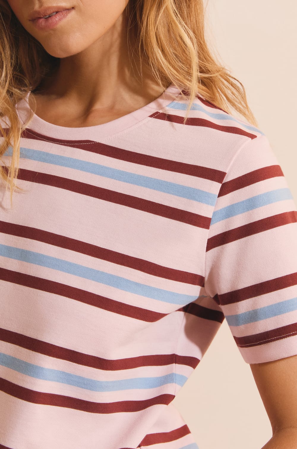 T-shirt &agrave; rayures en coton;${refinementColor}