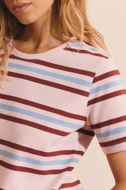 T-shirt &agrave; rayures en coton;${refinementColor}