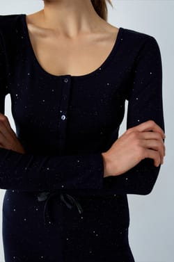 Long Sleeve Ribbed Sparkle T-Shirt;${refinementColor}