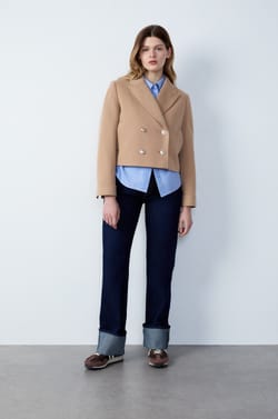 Short Buttoned Peacoat;${refinementColor}