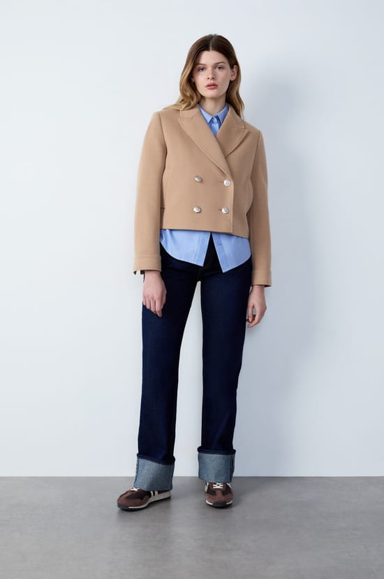 Short Buttoned Peacoat;${refinementColor}