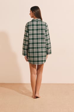 Chemise de nuit &agrave; carreaux en coton;${refinementColor}