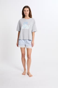 T-shirt de pyjama en coton avec motifs chats;${refinementColor}